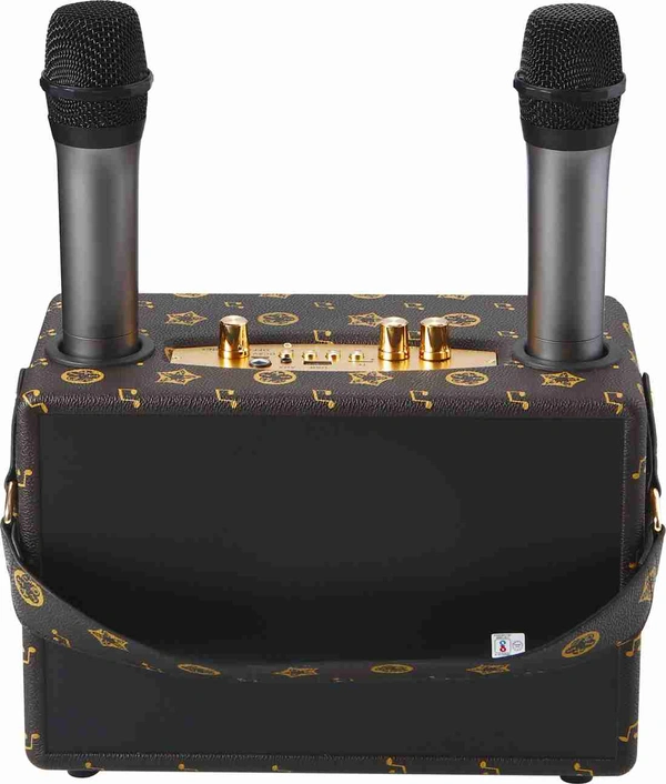 MZ M435SP (PORTABLE BLUETOOTH SPEAKER) Dynamic Thunder Sound with 2 wireless mics 40 W Bluetooth Party Speaker  (Printed Brown, Stereo Channel)