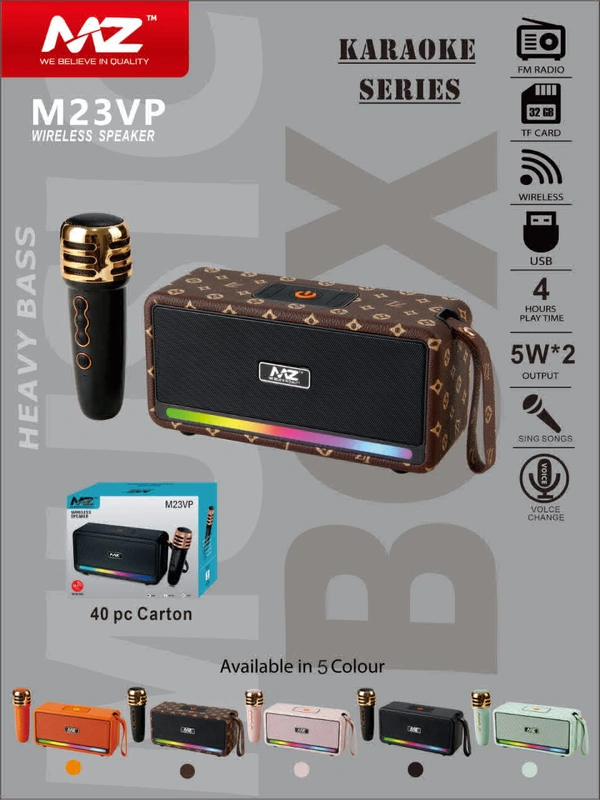 Mz M23vp Protable Bluetooth Speaker Dynamic Thunder Sound With Wireless Mic 
