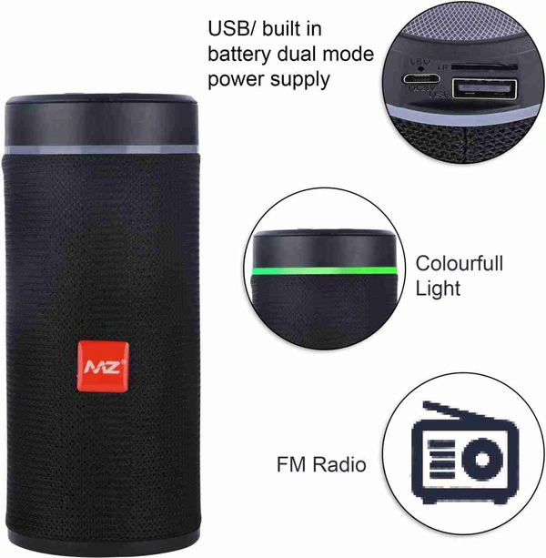 MZ KT125 (PORTABLE BLUETOOTH SPEAKER) Dynamic Thunder Sound With High Bass & Mobile Stand 10 W Bluetooth Speaker (Black, Stereo Channel)