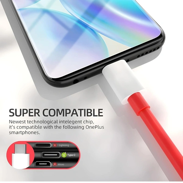 One Plus 90w Type C Cable  - Red