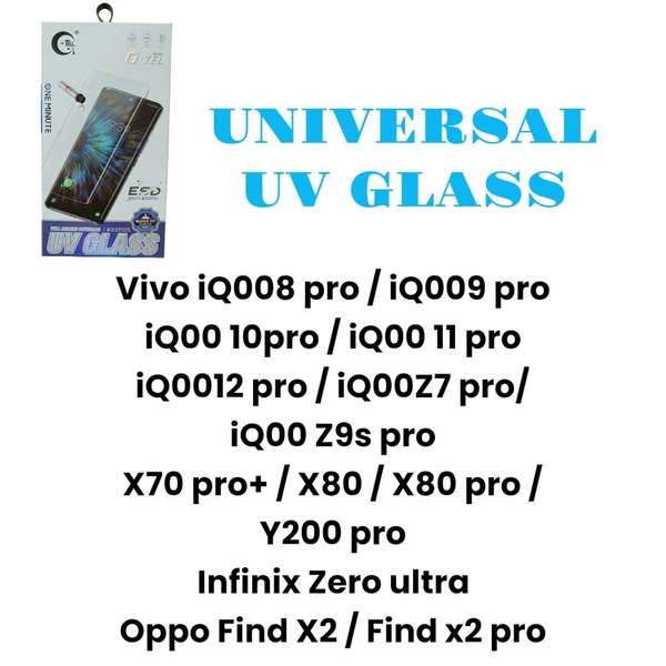 Vivo iQ008 pro / iQ009 pro / iQ00 10pro / iQ00 11 pro/iQ0012 pro / iQ00Z7 pro/ iQ00 Z9s pro/X70 pro+ / X80 / X80 pro / Y200 pro/Infinix Zero ultra / Oppo Find X2 / Find x2 pro Universal Uv Glass