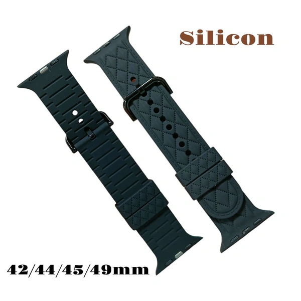 42/44/45/49mm Silicon Design Smart Watch Belt - Black