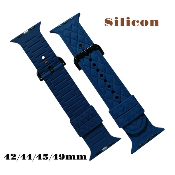42/44/45/49mm Silicon Design Smart Watch Belt - Navy Blue