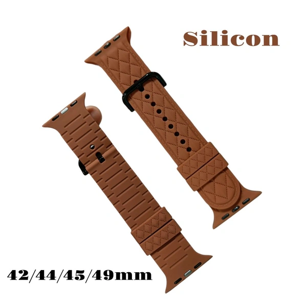 42/44/45/49mm Silicon Design Smart Watch Belt - Brown