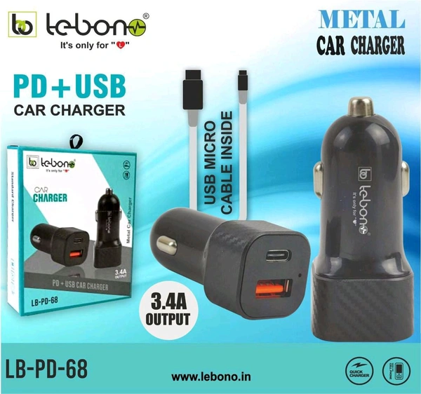 Lebon Lb Pd 68 Car Charger (6months Warranty)