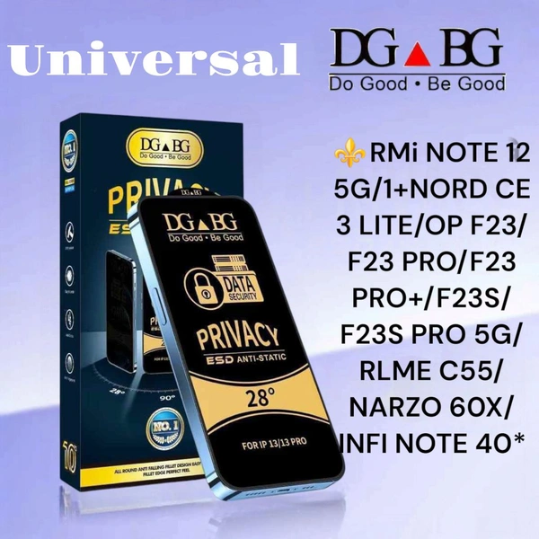 Mi Note 12 5G/1+Nord Ce3 Lite Privacy Glass  Universal DG BG Esd Anti-static