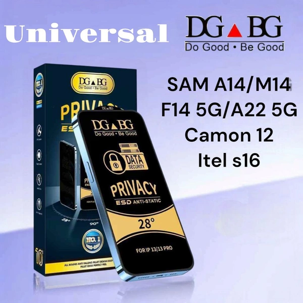 SAM A14/M14/F14 5G/A22 5G/CAMON12/ITEL S16 Privacy Glass DG BG Esd Anti-static
