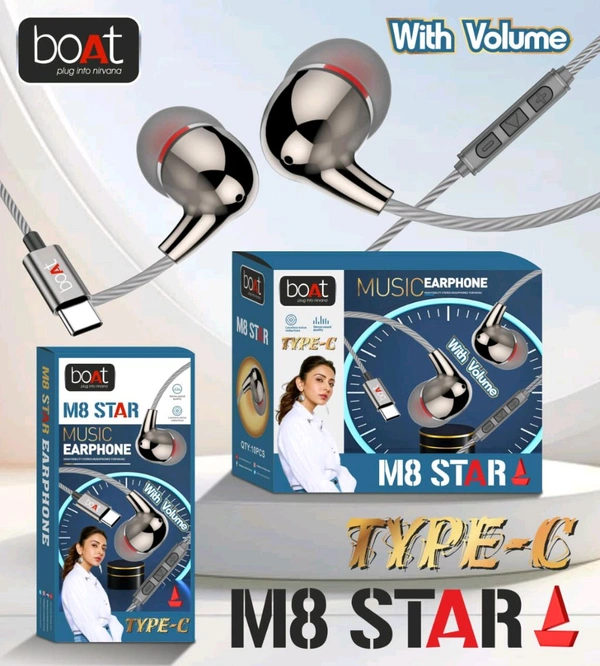 Boat M8 Star Typec Earphone With Volume Button