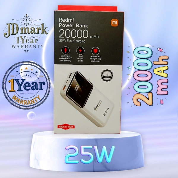 Mi 20000mAh Power Bank 25w 1year Warranty (Jd Mark)