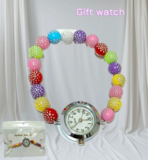 Round Stone Gift Watch Silver