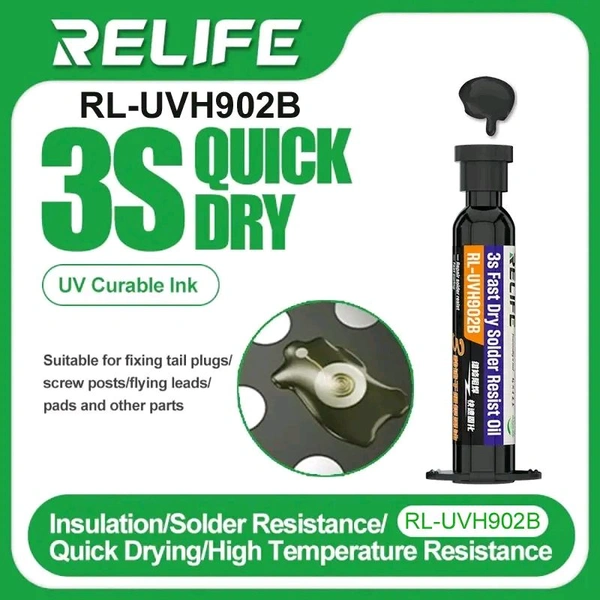Relife RL-UVH902B 3S Fast Dry Solder Resist Oil Black
