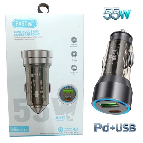 WKN 733 Car Adapter Usb+Pd 30w