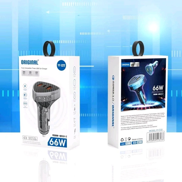 66w Car Adapter 2usb+Pd (Premimum Quality)