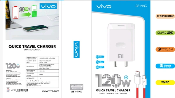 Vivo 120w Charger All In One Support Gp King (1year Warranty)