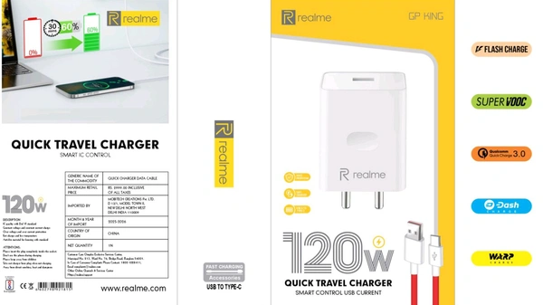 Realme 120w Charger All In One Support Gp King (1year Warranty)