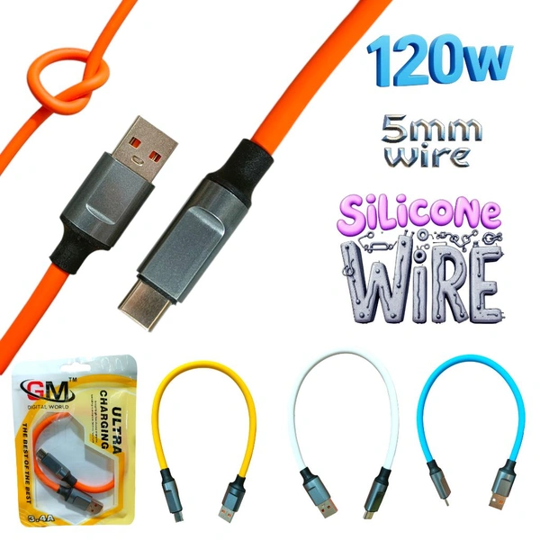 Gm Ultra 120w Type C Power Bank Cable 5mm Silicone Wire