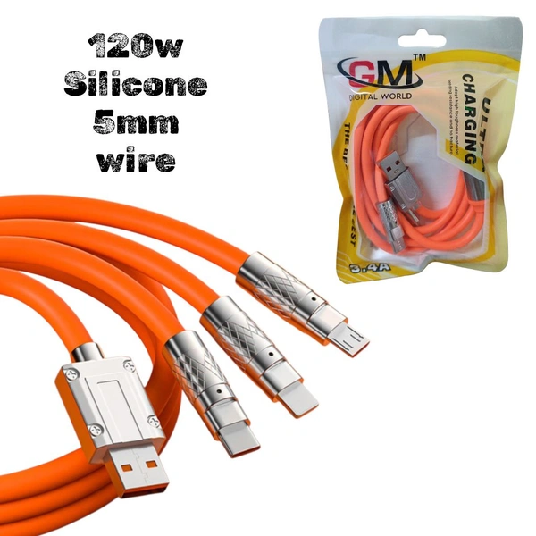Silicone 5mm Wire 120w 3in1 Cable (Orange)