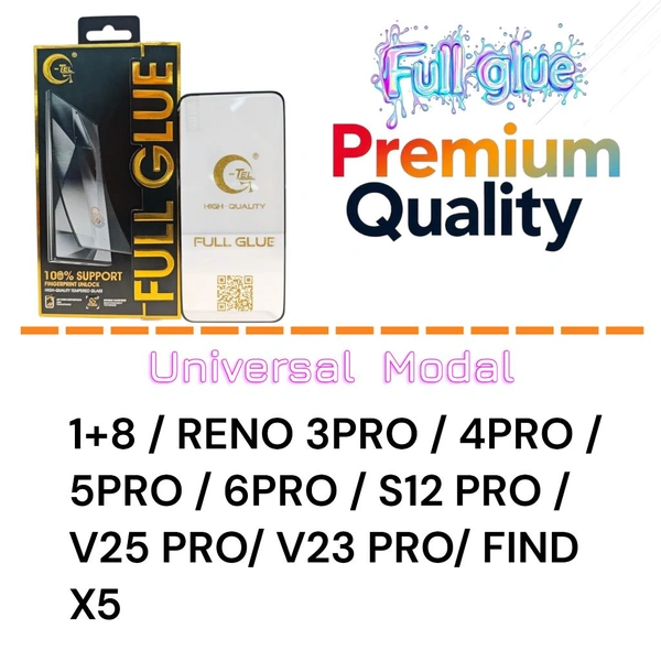 1+8/ RENO 3pro Full Glue Glass Premium Quality [ Universal Modal ]