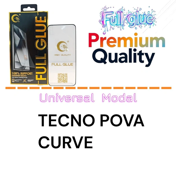 Techno Pova Curve Full Glue Glass Premium Quality [ Universal Modal ]