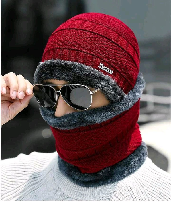 
Ultra Soft Unisex Woolen Beanie Cap with Neck Scarf Set 

