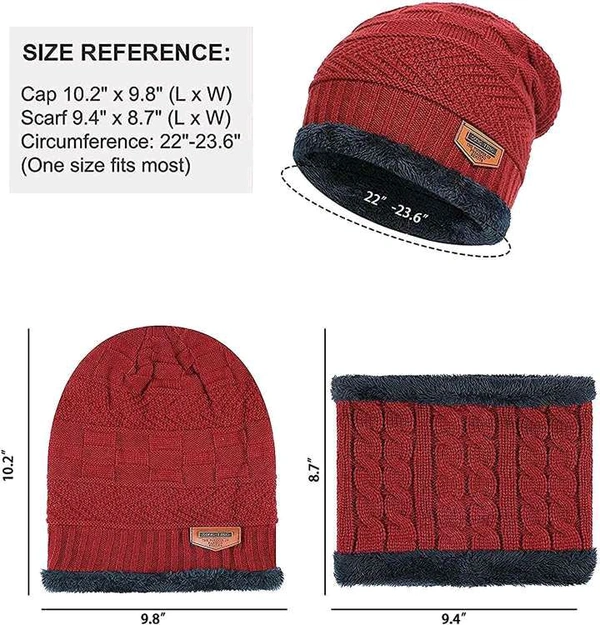 
Ultra Soft Unisex Woolen Beanie Cap with Neck Scarf Set 
