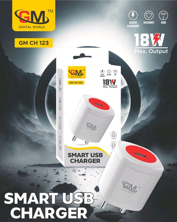Gm Ch 123 V8 Charger  { 18 1usb }(with  Fast Charging Cable)