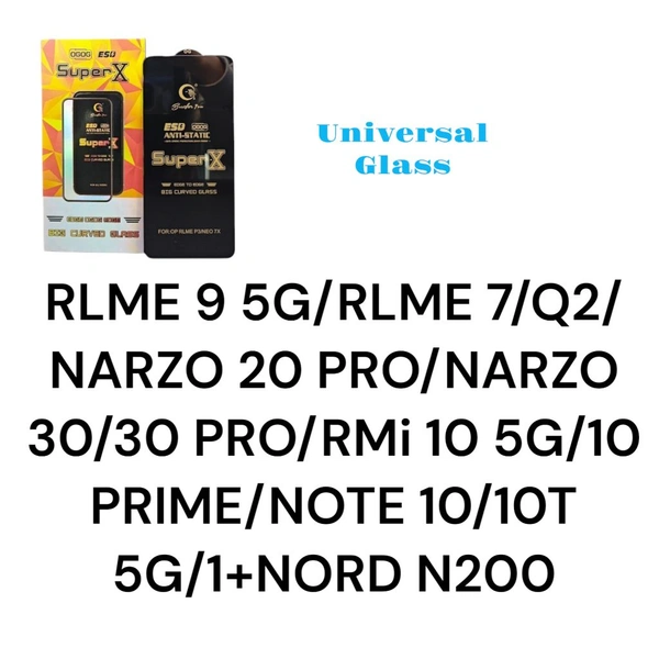 Realme 9 (5G) / realme 7 / Q2 / Narzo 30 / 30pro / Rmi 10 prime / note 10 / 10T (5G) / 1+Nord N200 Universal Super X Glass 