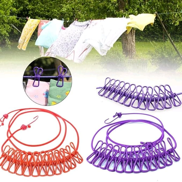 Clothes Hanging Rope With Clips 