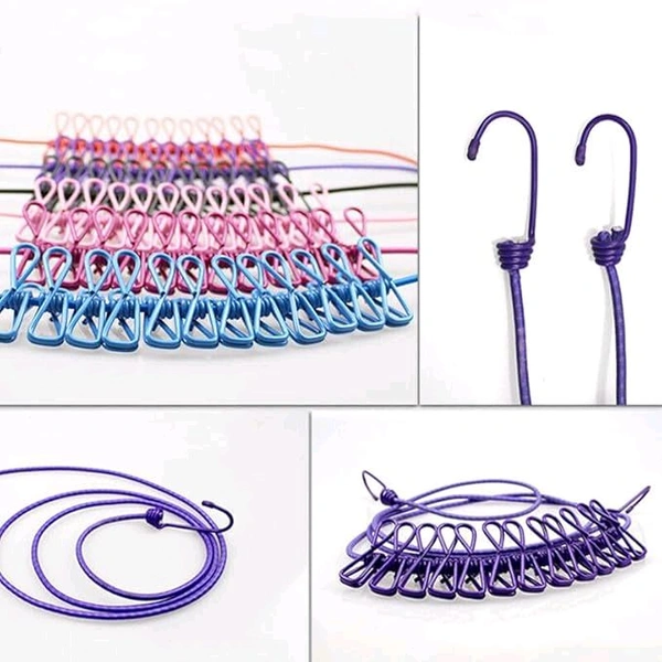 Clothes Hanging Rope With Clips 
