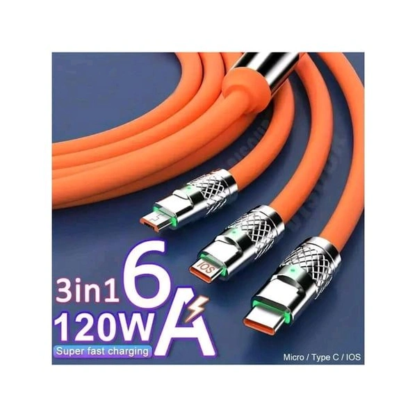 3 In 1 Fast Charging Cable ( Orange )