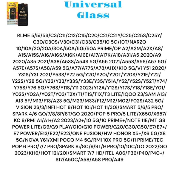Realme 5 / 5i / 5S / Y20 / C3 / C11 ( SUPER x Universal Glass)