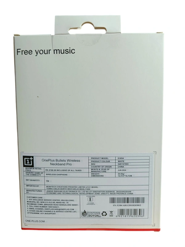 One Plus Bullets Wireless Pro Neckband - White