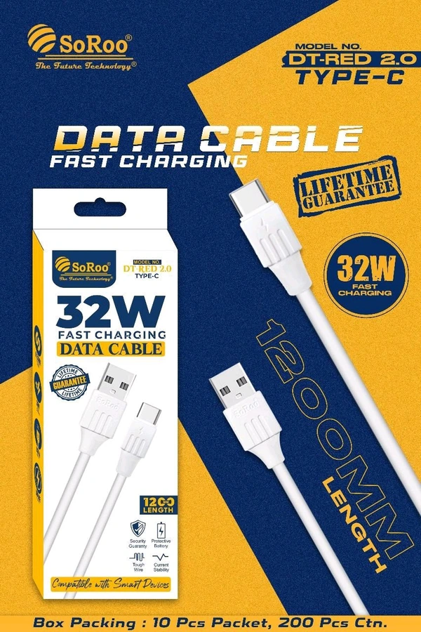 SoRoo DT Red 2.0 Type C Cable (With 1year Warranty)