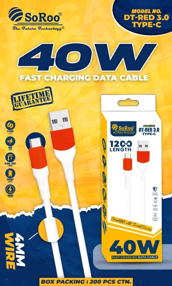 SoRoo DT Red 3.0 Type C Cable (1year Warranty)