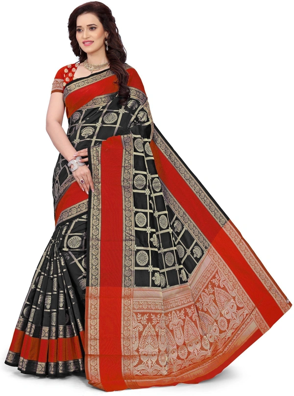 Alk-Banarasisilk-Black - Free, Red::Black