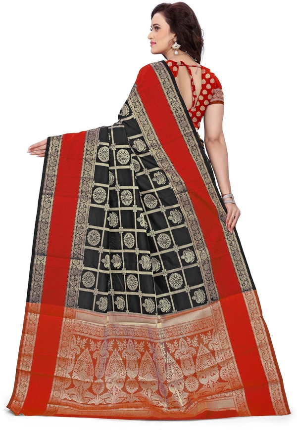Alk-Banarasisilk-Black - Free, Red::Black