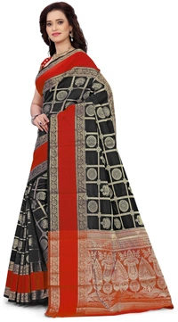 Alk-Banarasisilk-Black - Free, Red::Black