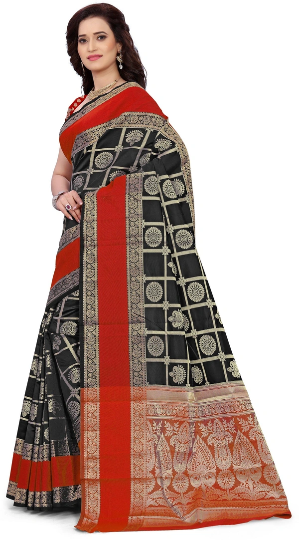 Alk-Banarasisilk-Black - Free, Red::Black