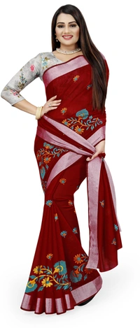 Bam-Emb-Red - Free, Maroon