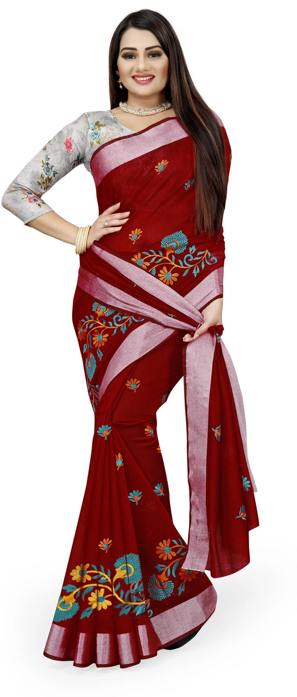 Bam-Emb-Red - Free, Maroon