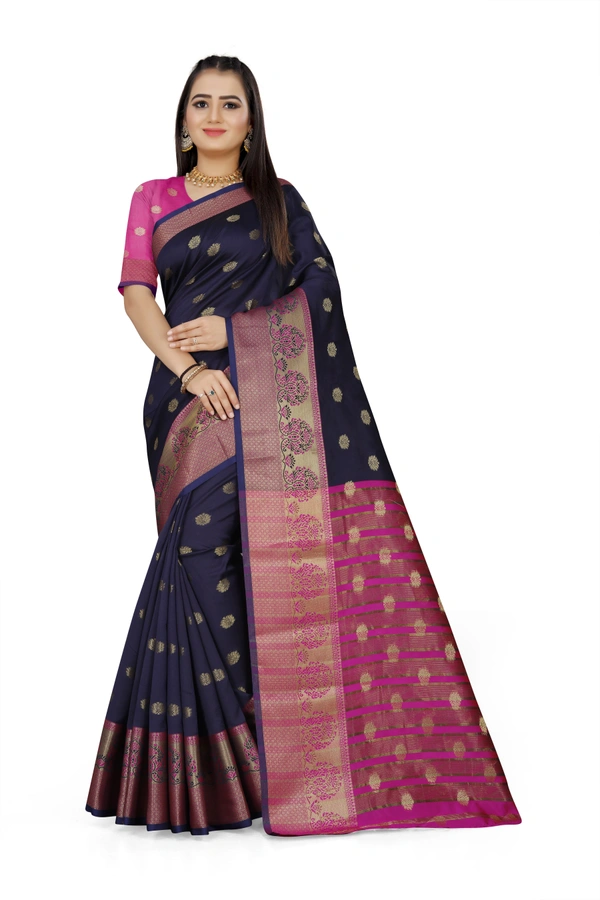 Banarasi-Kamal-Navyblue - Free, Dark Blue