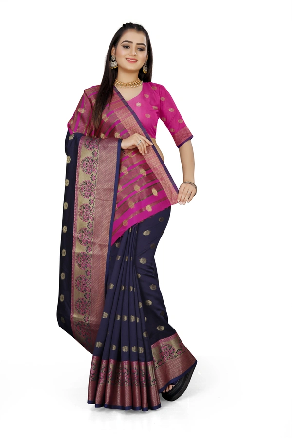 Banarasi-Kamal-Navyblue - Free, Dark Blue