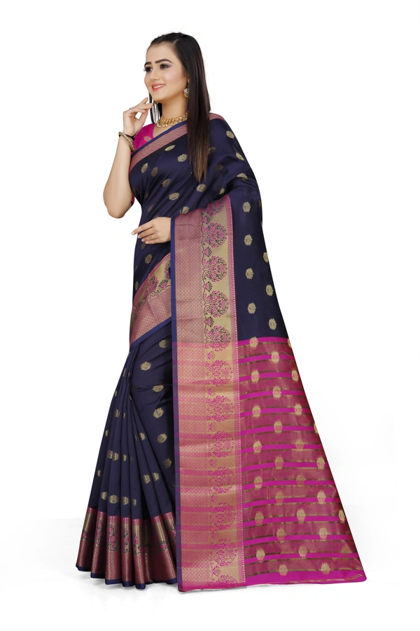 Banarasi-Kamal-Navyblue - Free, Dark Blue