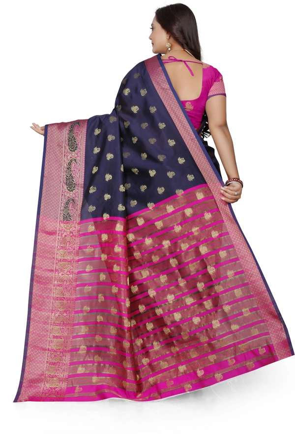 Banarasi-Makkai-Navyblue - Free, Dark Blue