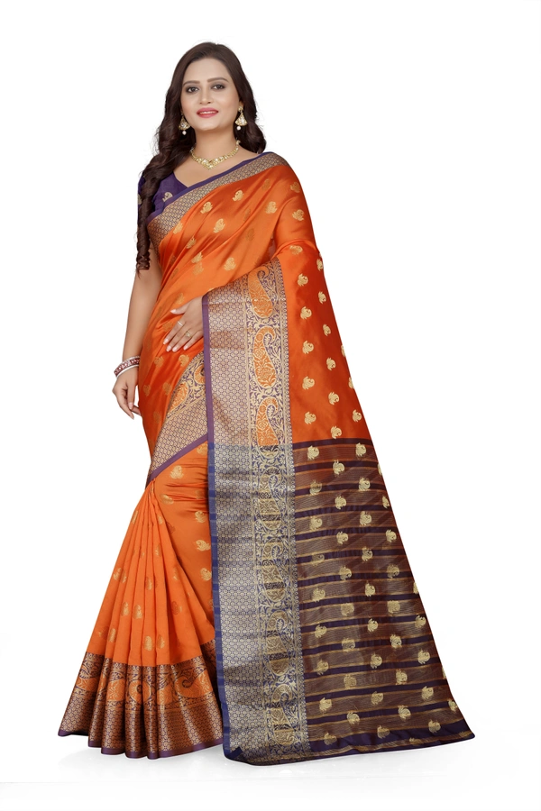 Banarasi-Makkai-Orange - Free, Orange