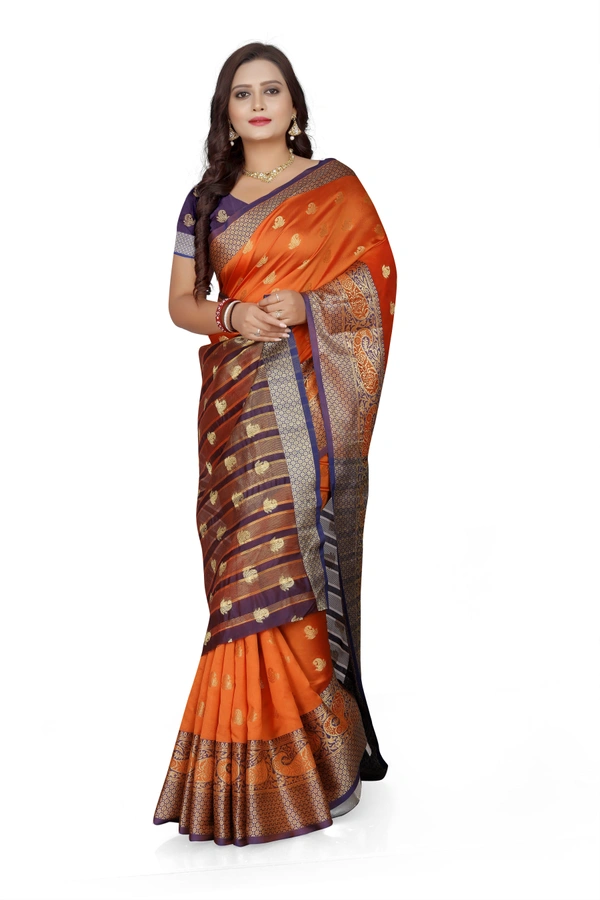 Banarasi-Makkai-Orange - Free, Orange