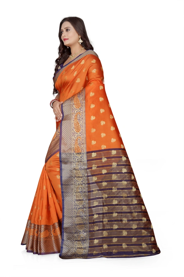 Banarasi-Makkai-Orange - Free, Orange
