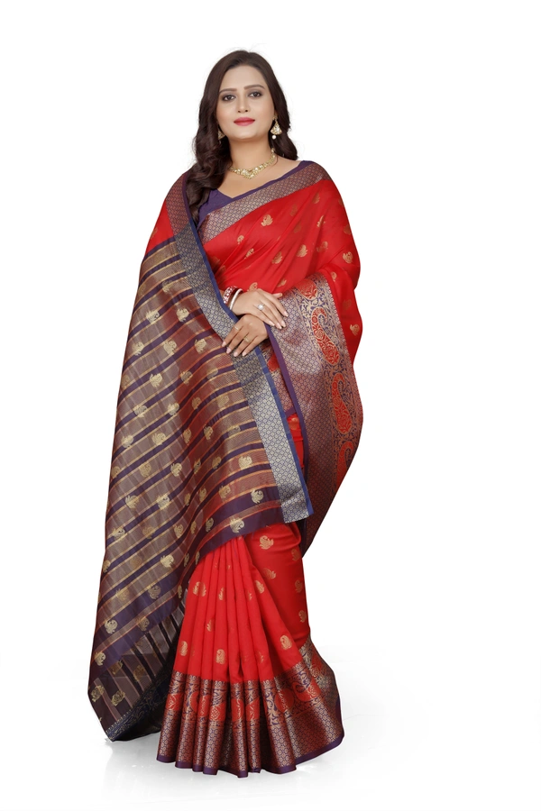 Banarasi-Makkai-Red - Free, Red