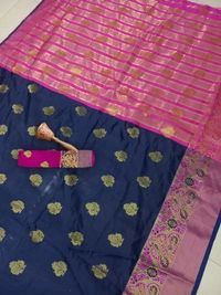 Banarasi-Newpeacock-Navyblue - Free, Dark Blue