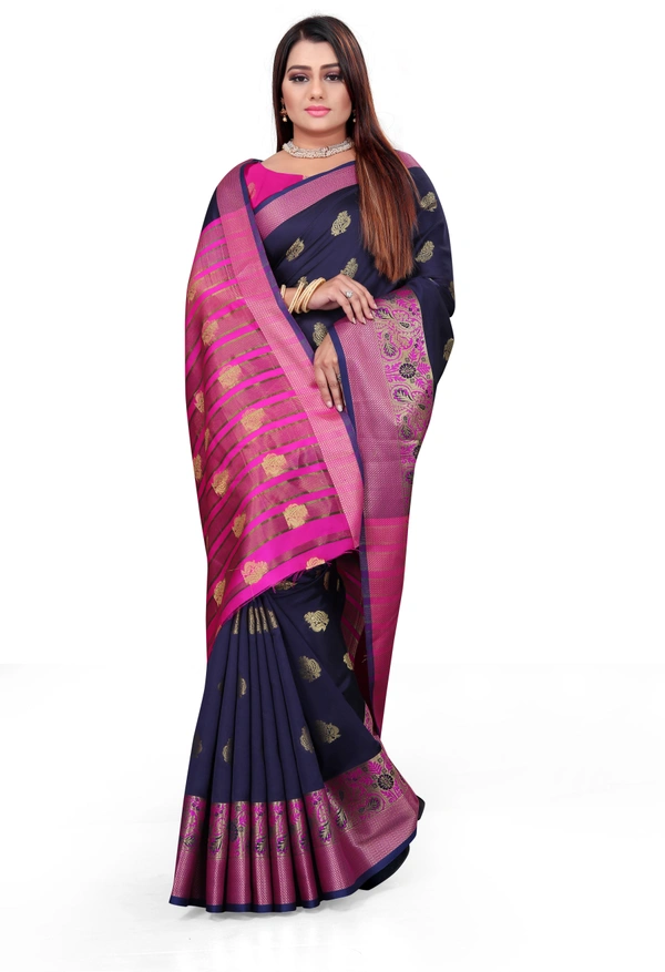 Banarasi-Newpeacock-Navyblue - Free, Dark Blue